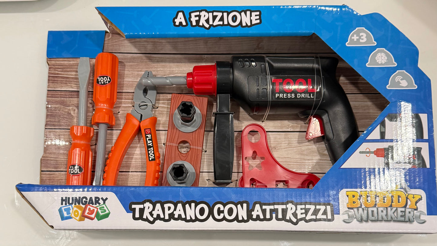 Trapano con attrezzi